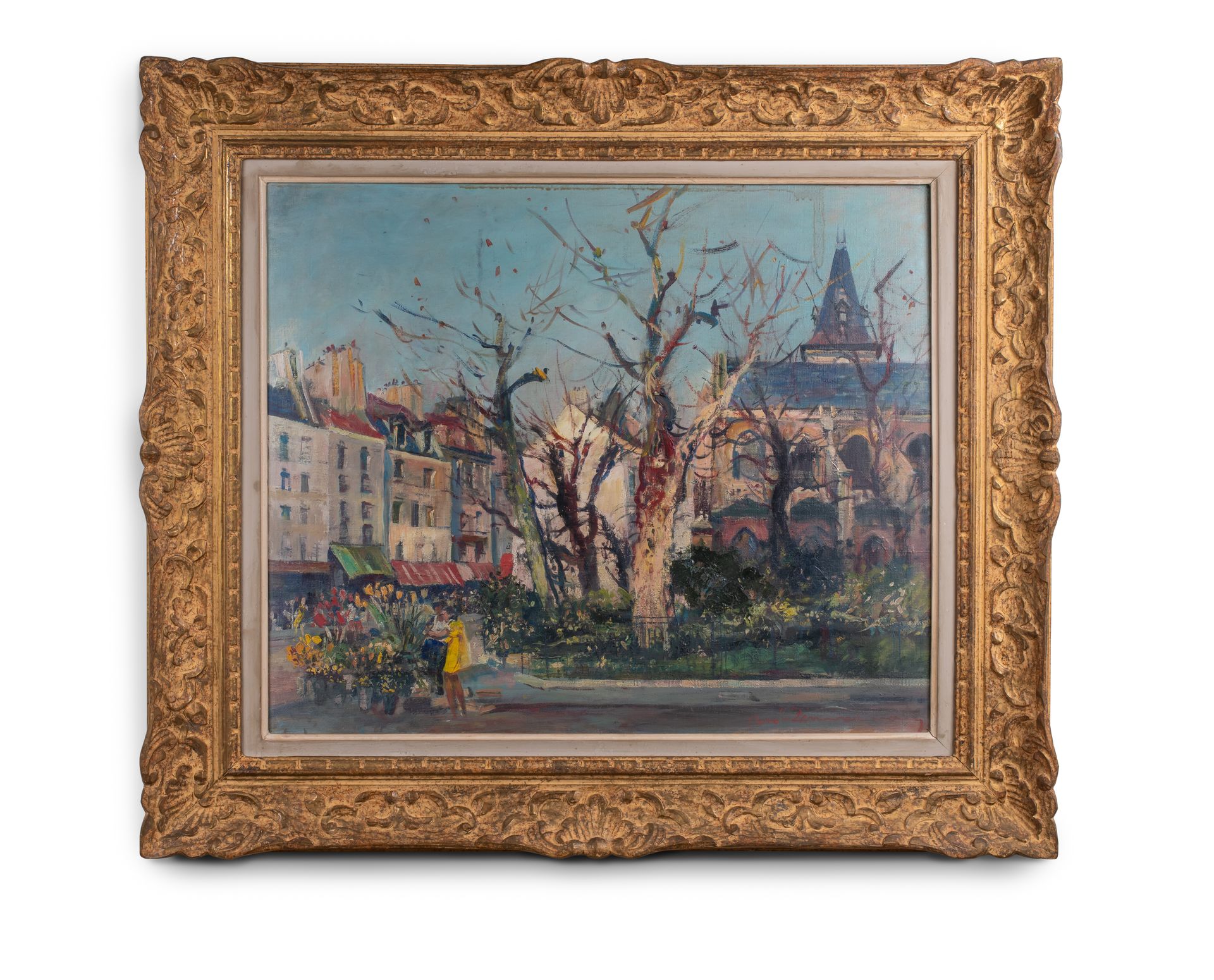 Null René ZIMMERMAN (1860-1945) 

Place parisienne et fleuriste 

Huile sur toil&hellip;