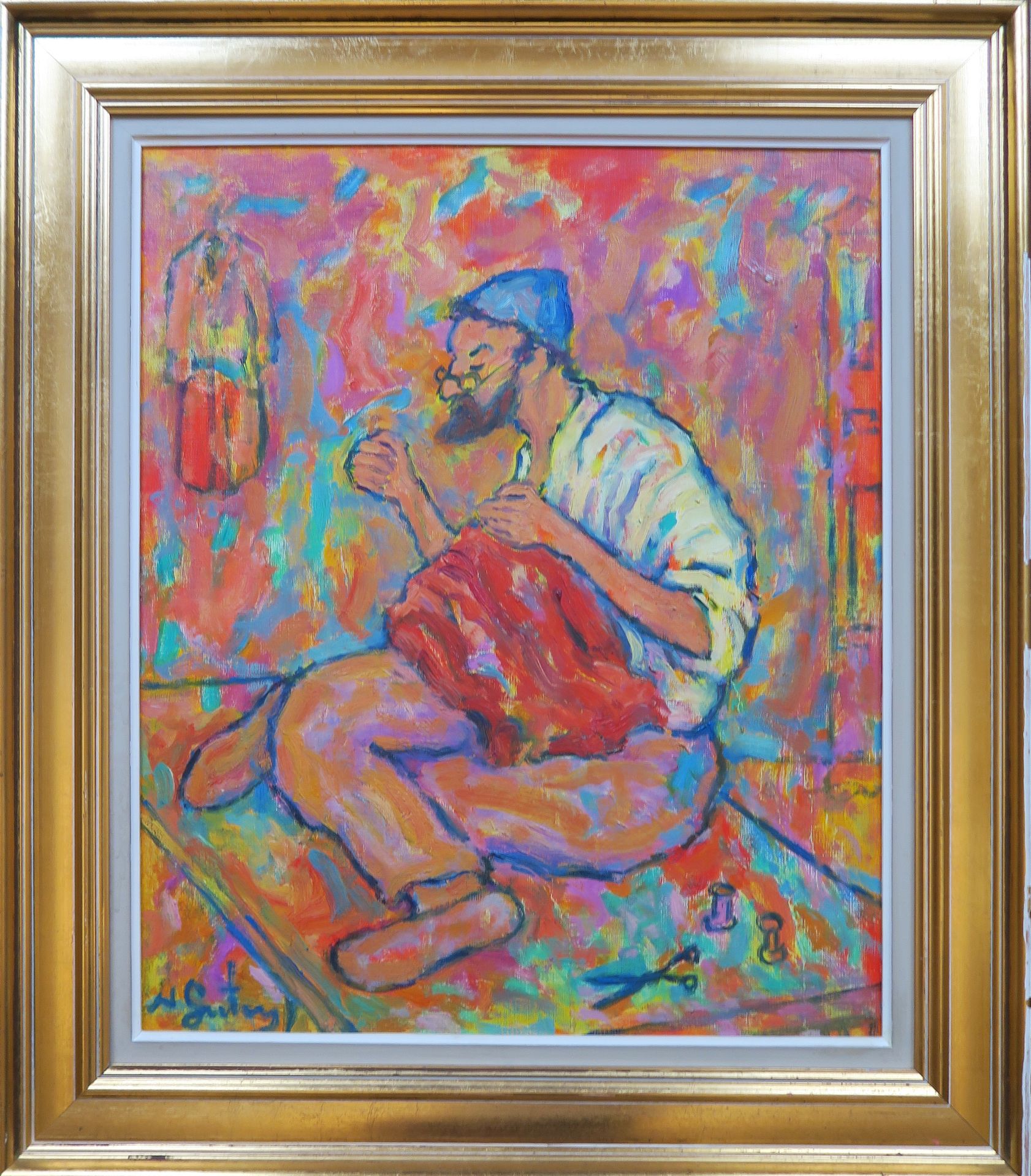 Null Nathan GUTMAN (1914-1990) 

The Mender

Oil on canvas signed lower left

55&hellip;
