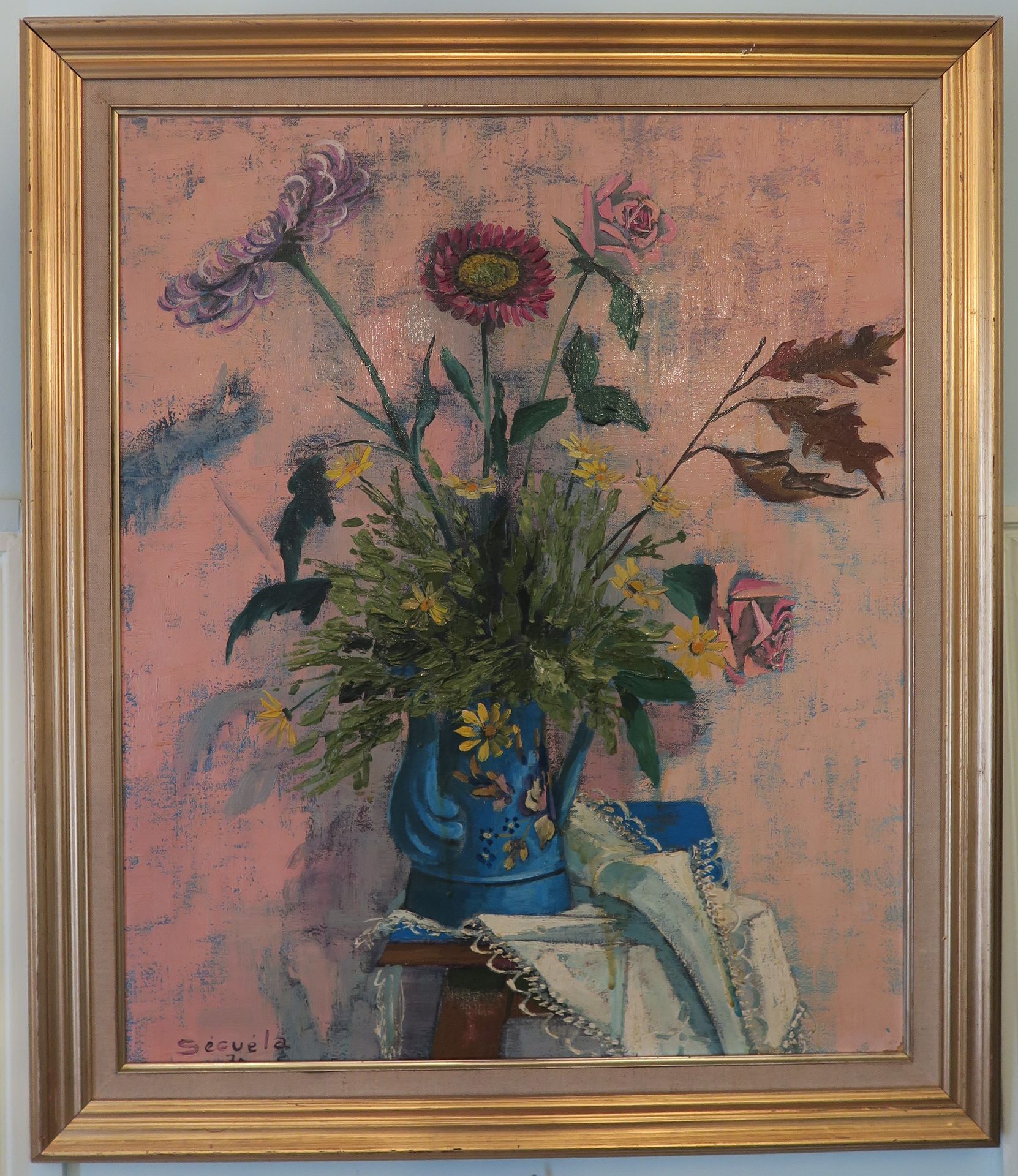 Null Harry SEGUELA (1921-2001) 

Bouquet de fleurs dans un pichet 

Huile sur to&hellip;