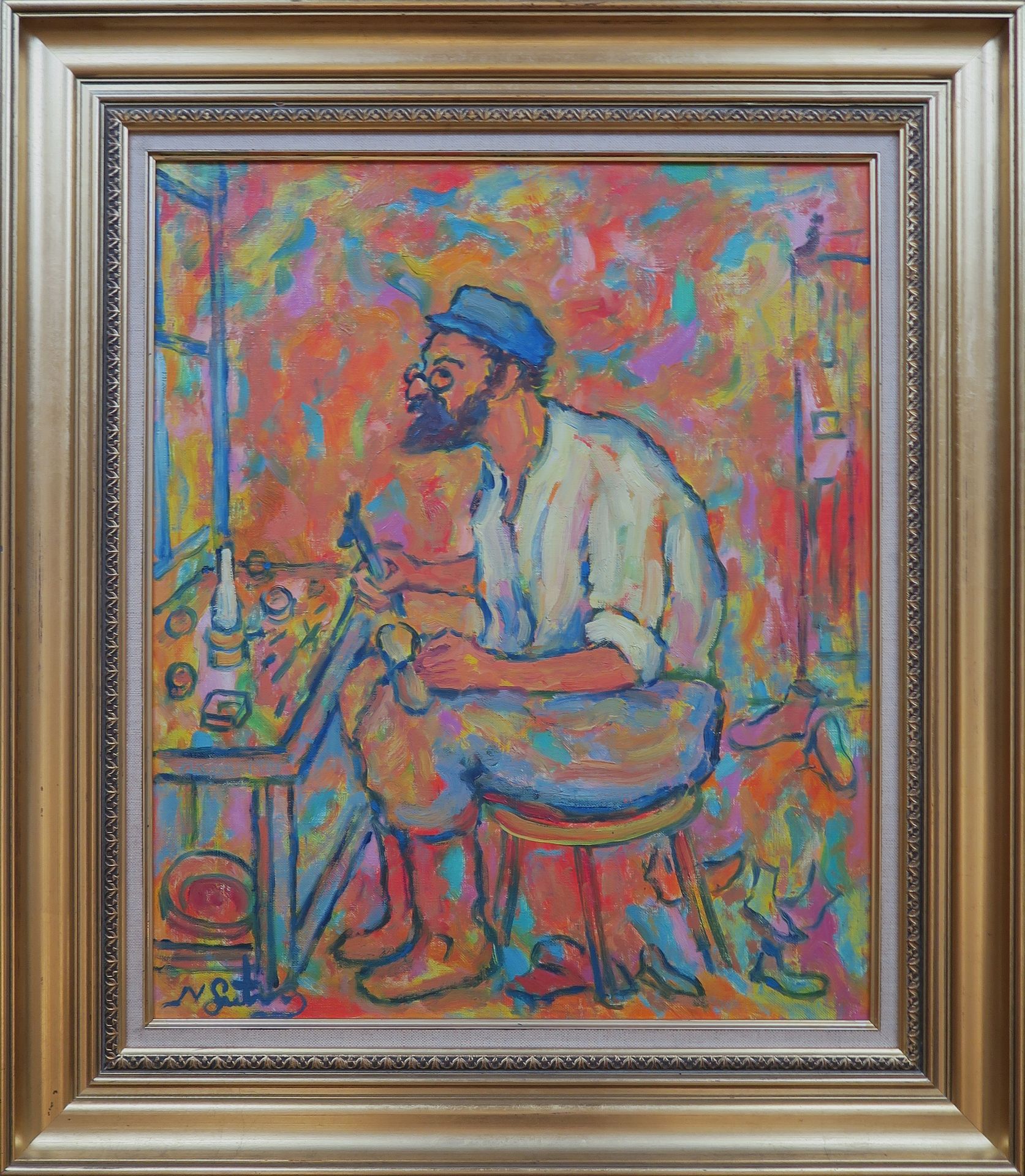 Null Nathan GUTMAN (1914-1990) 

The Cobbler

Oil on canvas signed lower left

5&hellip;
