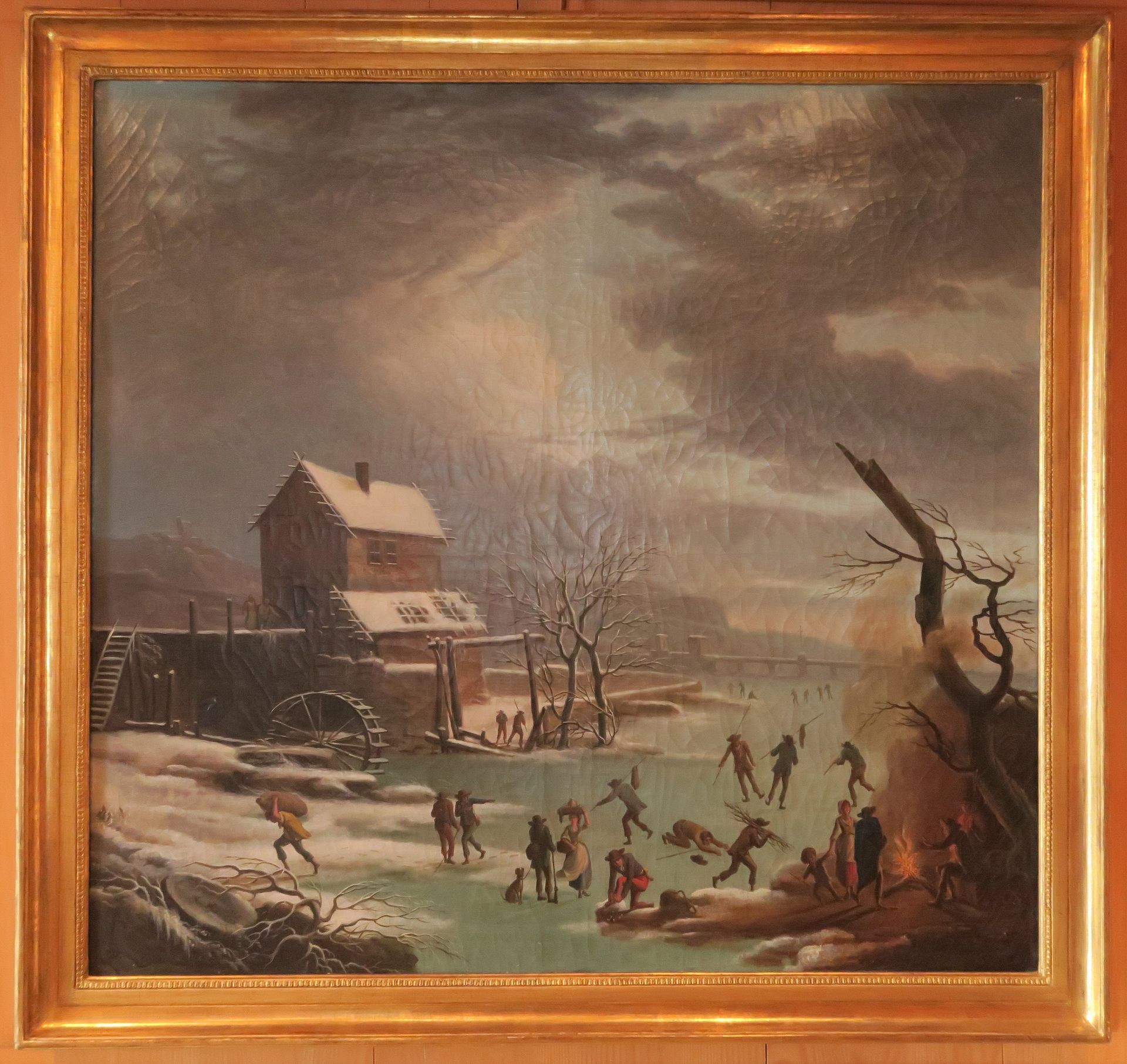 Null 归功于安德里斯-韦尔穆伦（Dordrecht 1763-1814 Amsterdam）。

冰冻的运河上有滑冰者的冬季景观

布面油画

100 X &hellip;