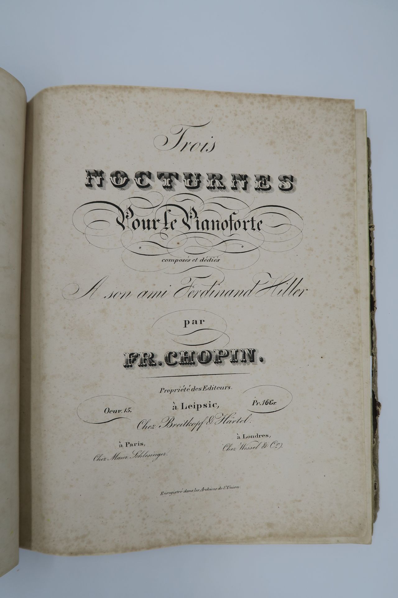 Null 肖邦，弗雷德里克。三首为钢琴演奏的《夜曲》。Op. 15.Leipsic, Breitkopf Härtel, no date [1834], cot&hellip;