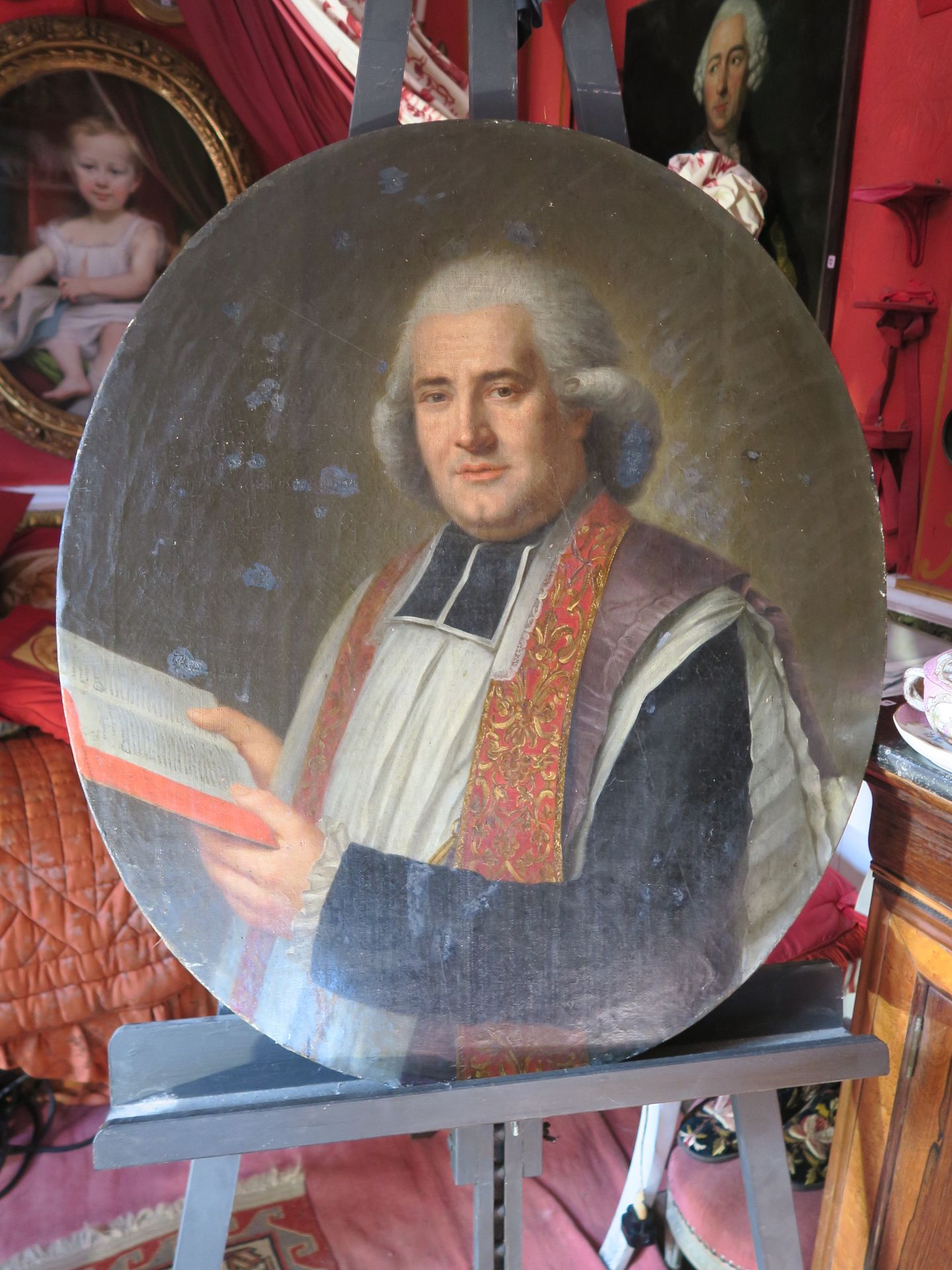 Null Schule aus dem 18. 
Porträt eines Kirchenmannes
Öl auf ovaler Leinwand 
81 &hellip;