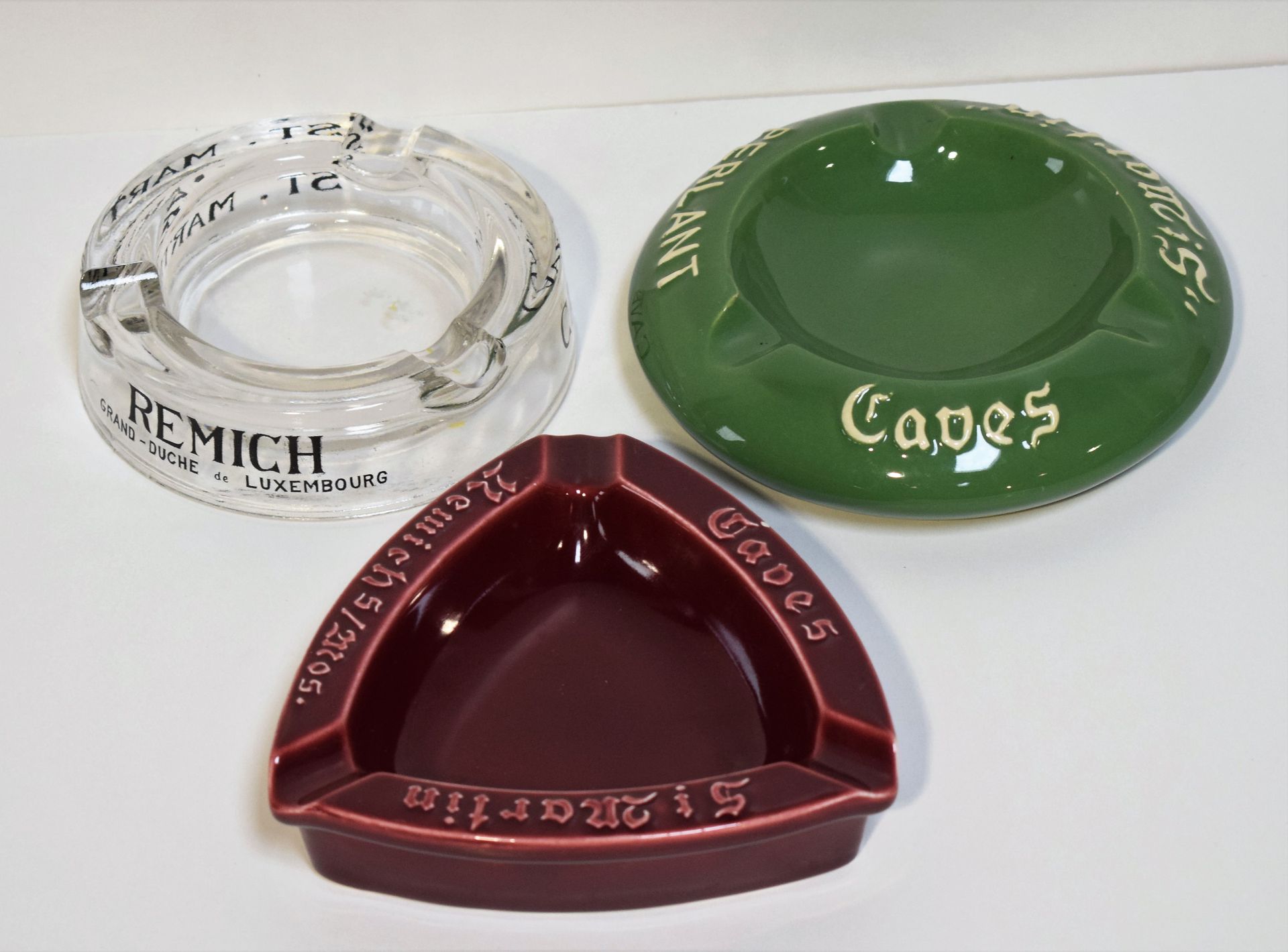 Null Set of ashtrays from the cellars of Saint-Martin de REMICH: 1. Circular ash&hellip;