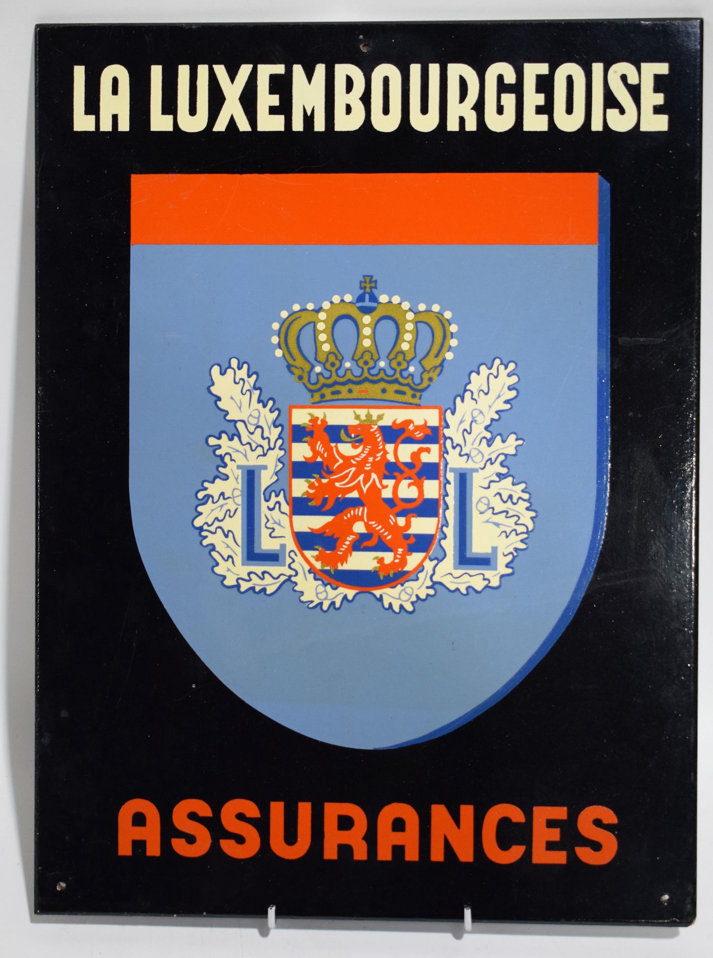 Null Belle publicité des Assurances "La Luxembourgeoise", décor peint et vernis,&hellip;