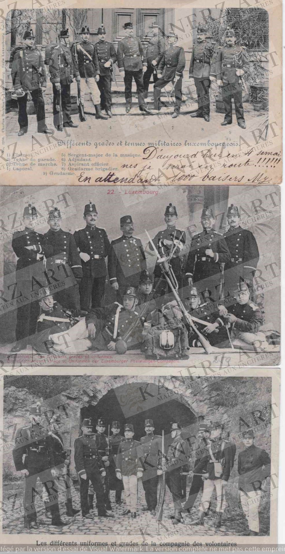 Null (WAR I) 21张卢森堡军队不同等级和制服的地图，约1899年至1916年