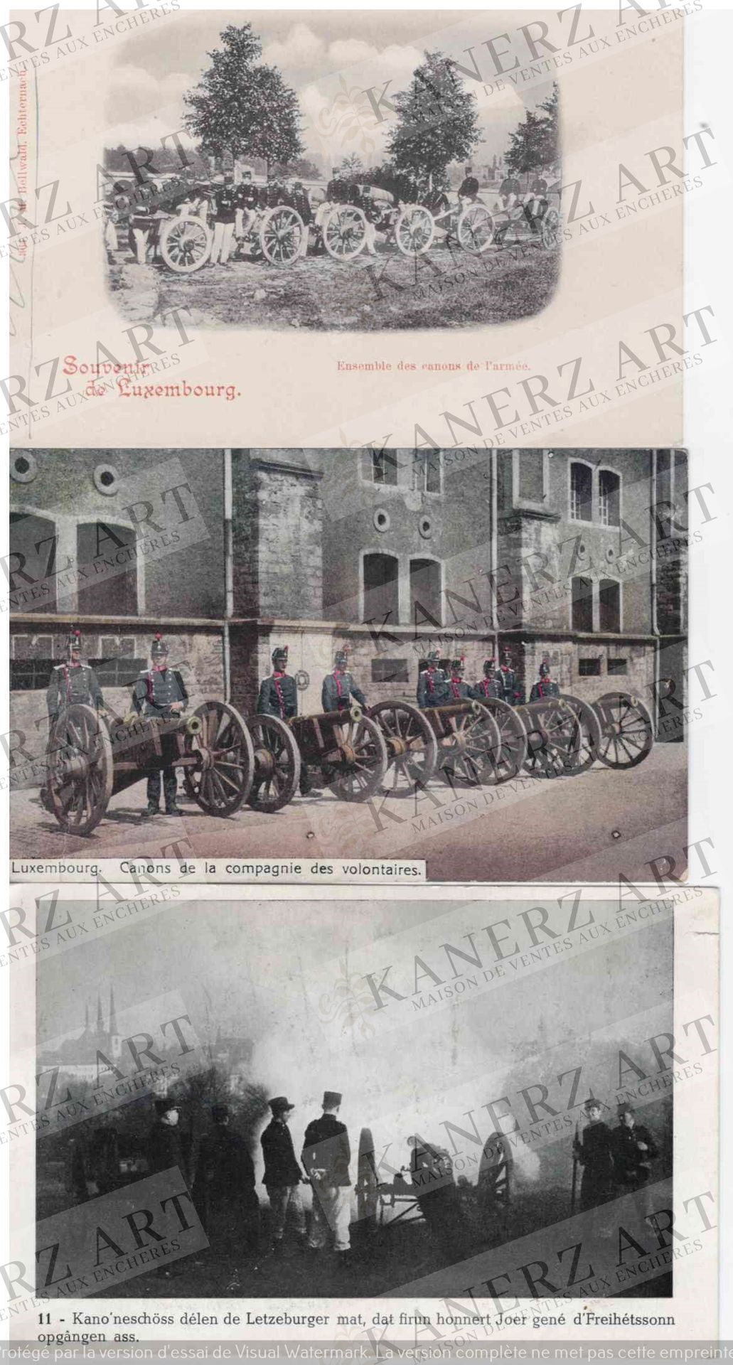 Null (GUERRA I) 4 carte sui cannoni della Compagnia Volontari del Lussemburgo: 1&hellip;