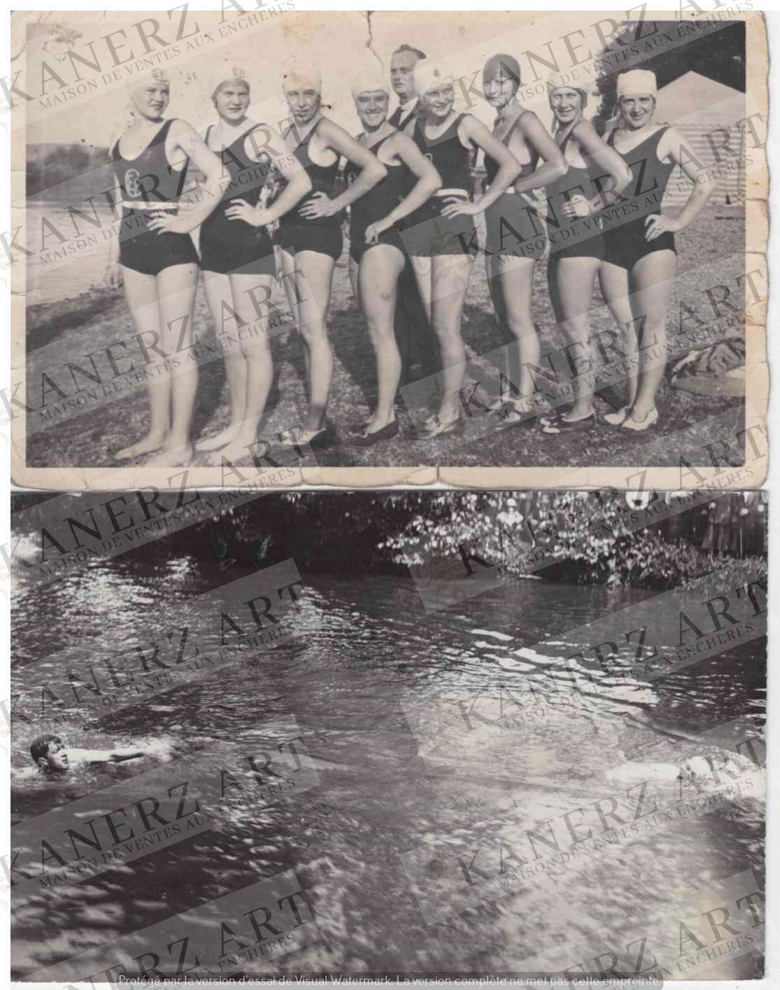 Null (体育/国家）1.女子游泳队的照片，2.1917年两名游泳运动员在100米冲刺中的照片。