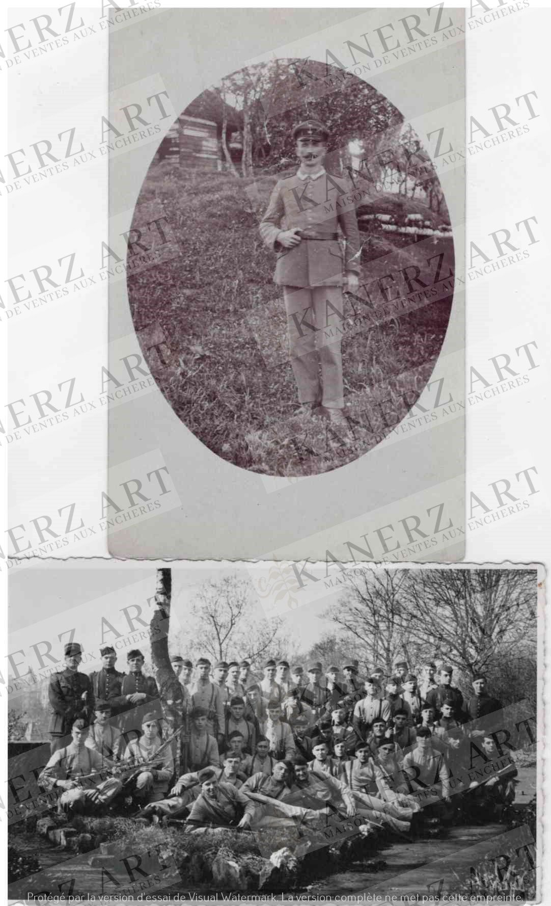 (WAR II) 1. Carte photo d'une troupe de soldat luxembourgeois en 1940, 2. Carte &hellip;