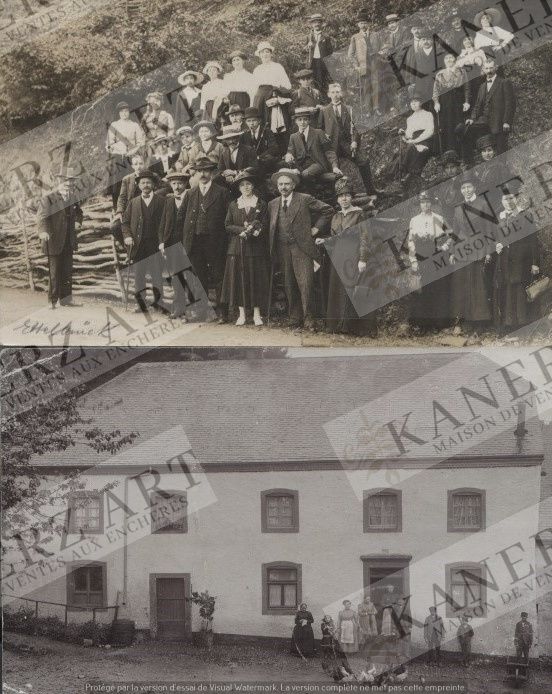 Null ETTELBRUCK: 1. Fotokarte von Gruppen, ca. 1905, 2. Fotokarte des Denkmals P&hellip;