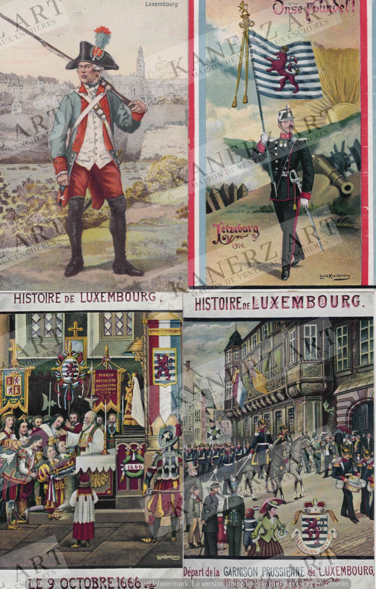 Null (HISTOIRE) Ensemble de 6 cartes postales sur l'histoire du Luxembourg, cost&hellip;