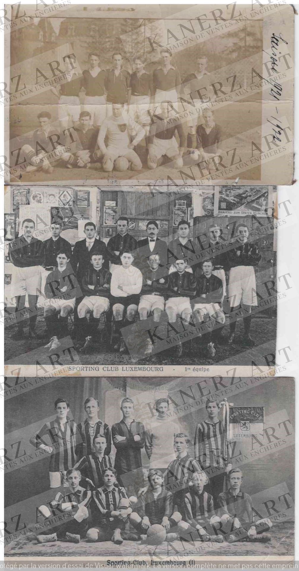 (SPORT/FOOTBALL) 4 cartes sur le Sporting Club : 1. Carte photo de l'équipe 1 de&hellip;