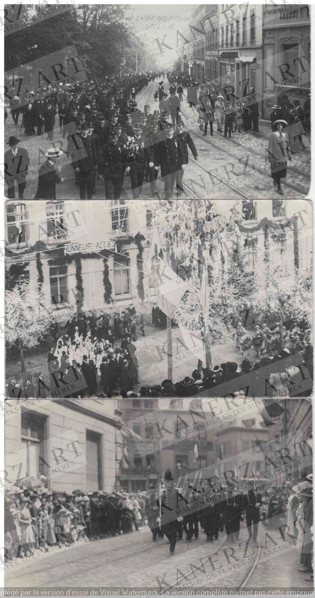 Null (WAR I) 1. Défilé du lieutenant Miller en 1914, 2. Carte photo d'un défilé &hellip;