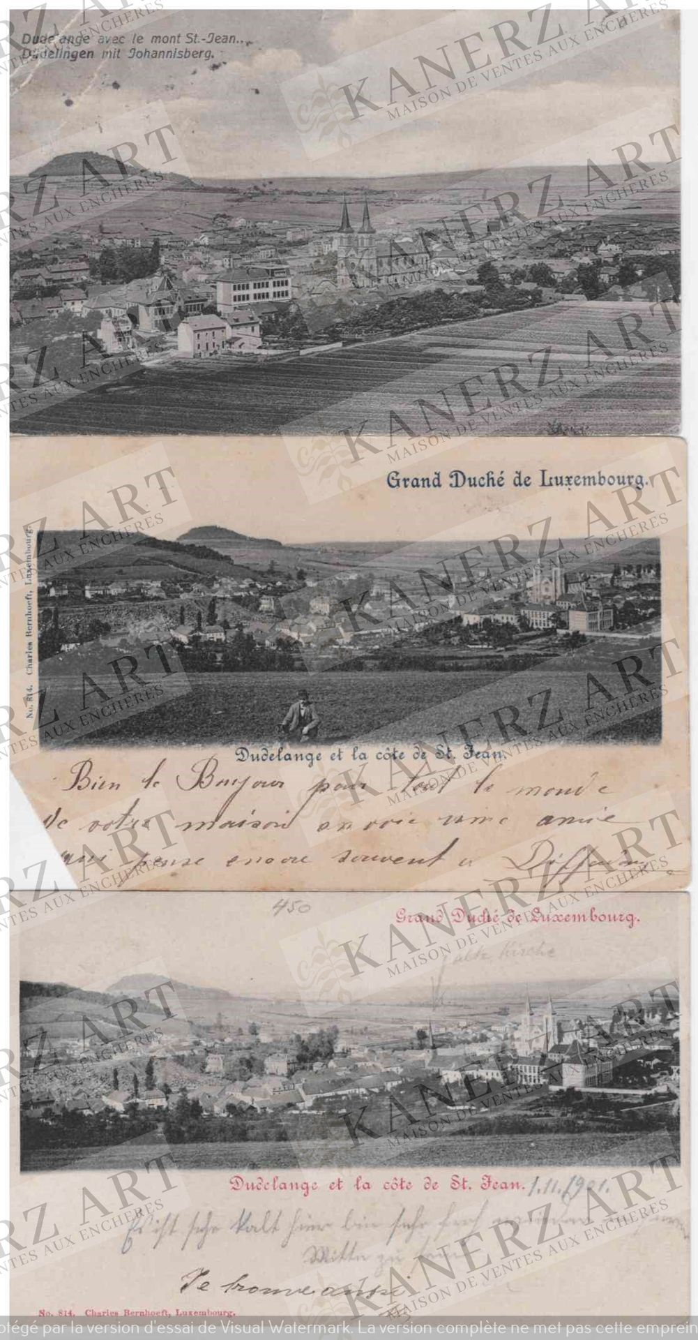 Null DUDELANGE : 1. 4 x Dudelange et Buddersberg, Bernhoeft, 1900 (?), 2. Le mon&hellip;