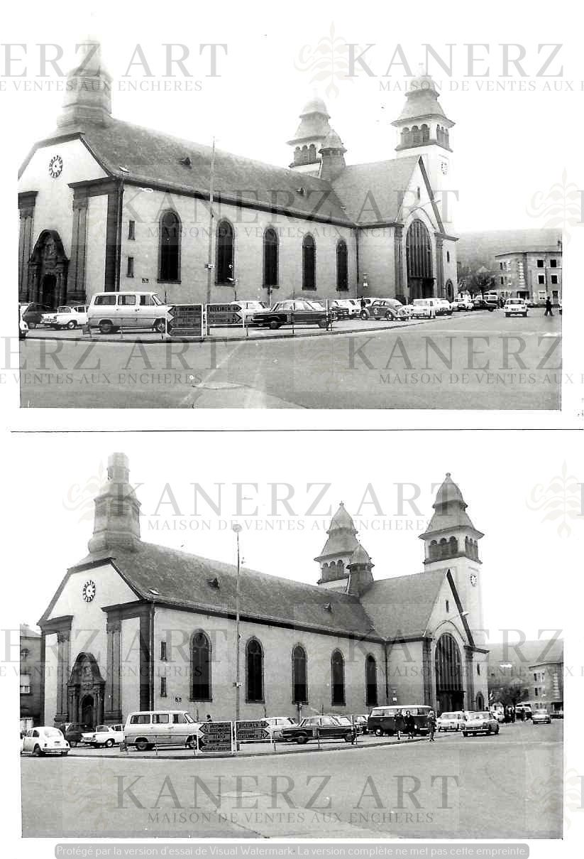 Null (FOTO/F. MERSCH) Conjunto de 2 fotos del pueblo de WASSERBILLIG, con AUTOMO&hellip;