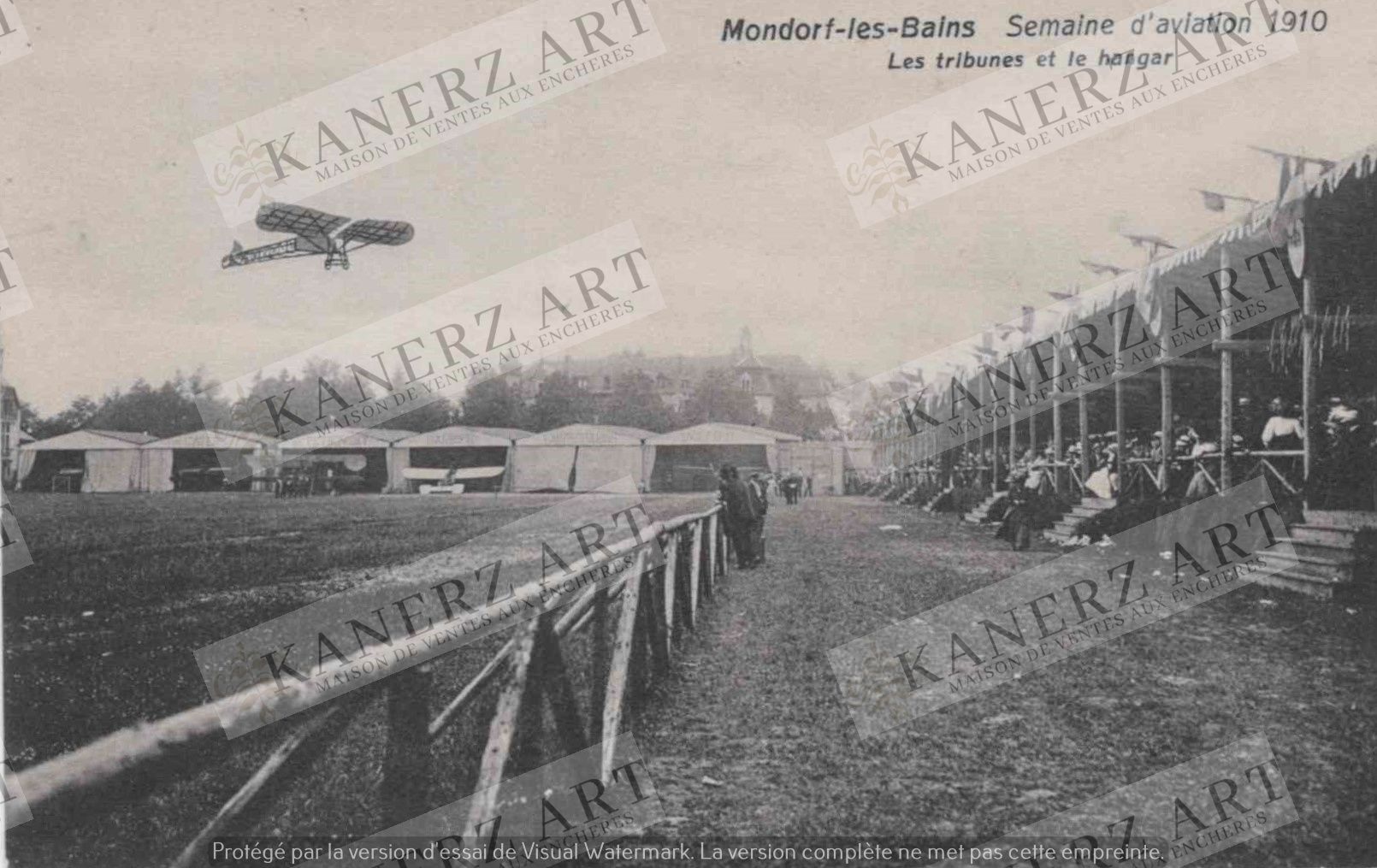 Null (FLUGZEUG) MONDORF: Flugwoche 1910, die Tribünen und der Hangar, Schumacher&hellip;