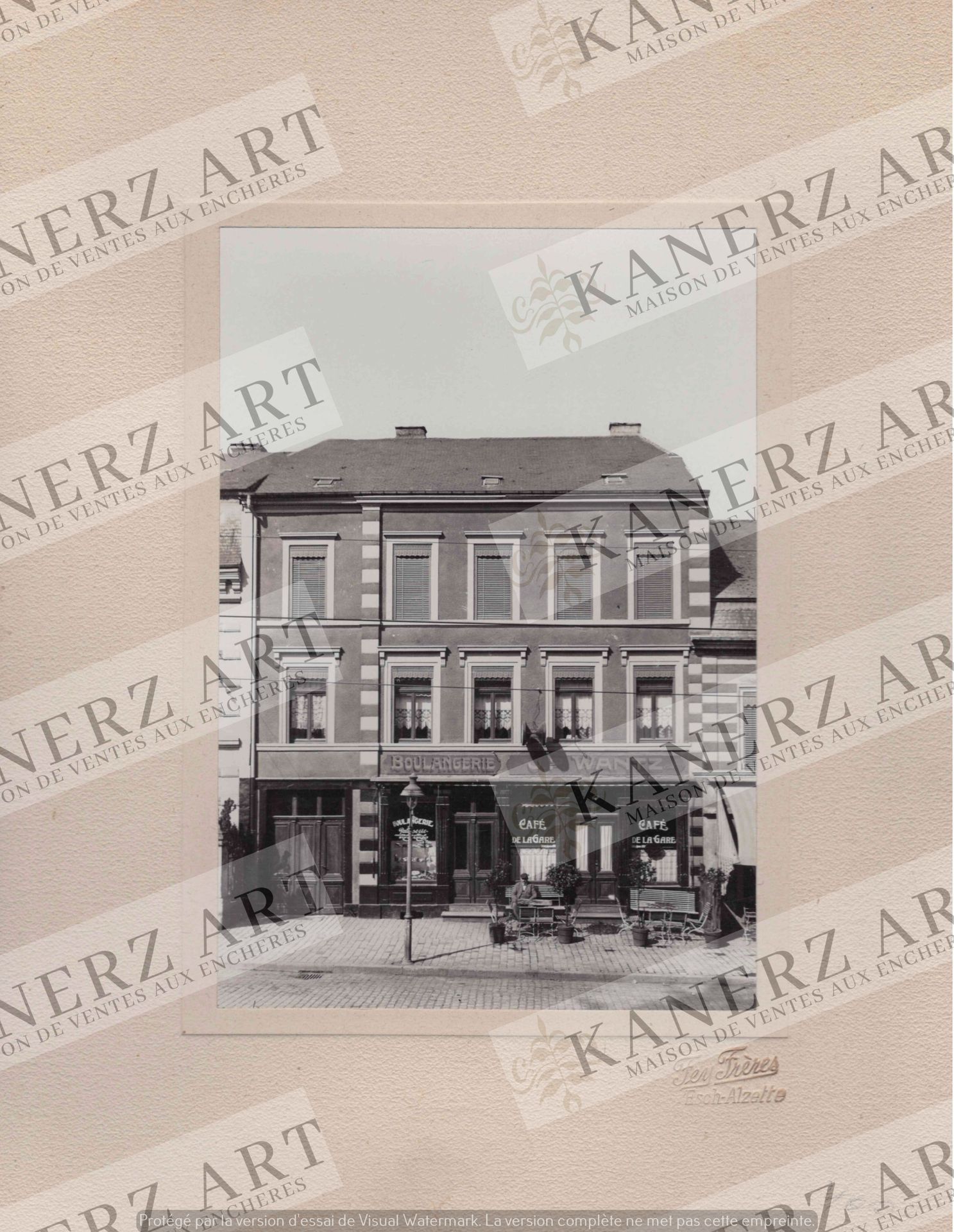 (ESCH/ALZETTE) Photographie collée sur carton fort du Café de la gare d'Esch sur&hellip;