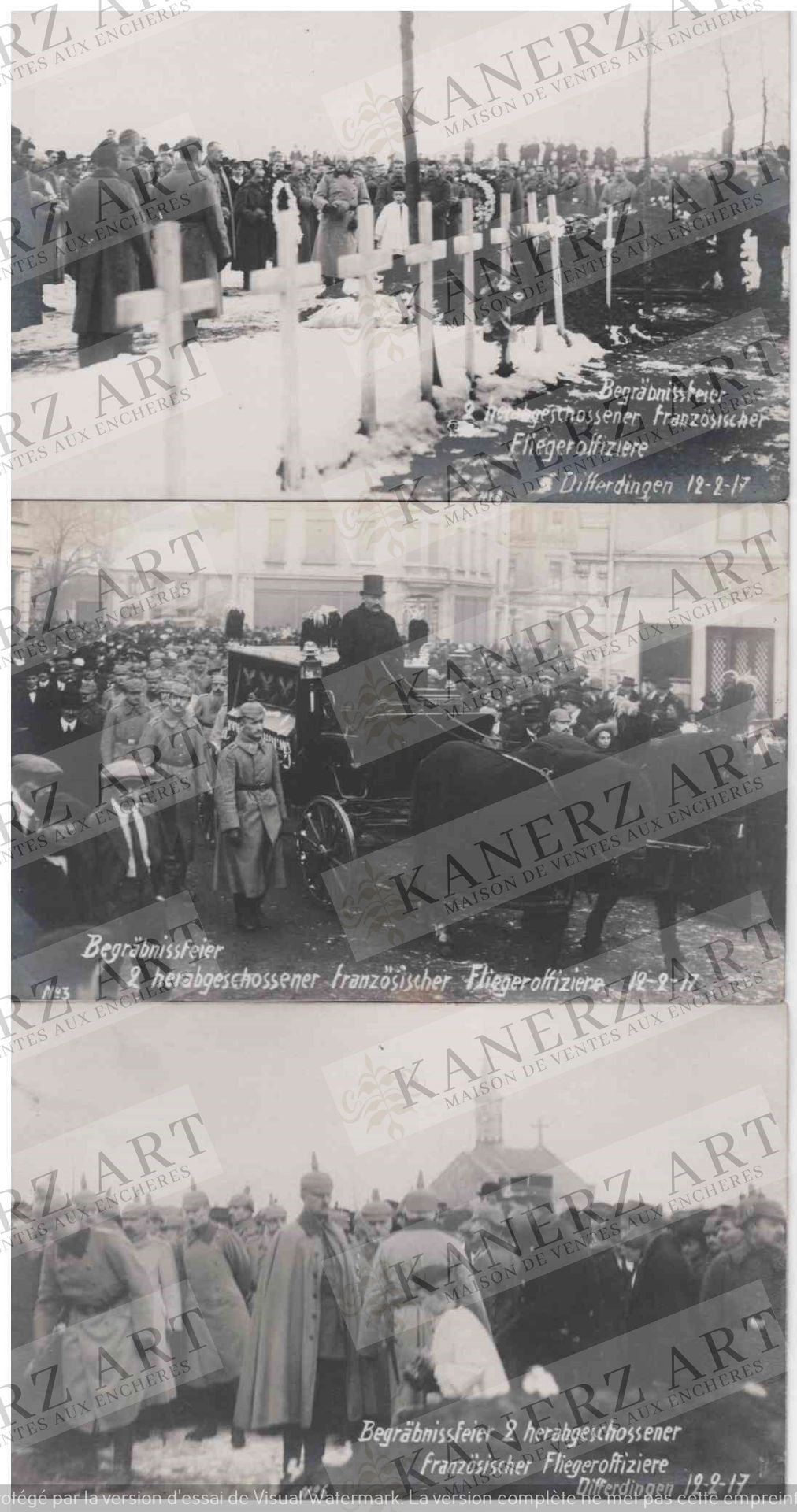 Null (WAR I) 16张照片+1张明信片，记录了1917年2月12日法国军官在Differdange的葬礼：3次在公墓的仪式，其中2次Wirol + 3&hellip;