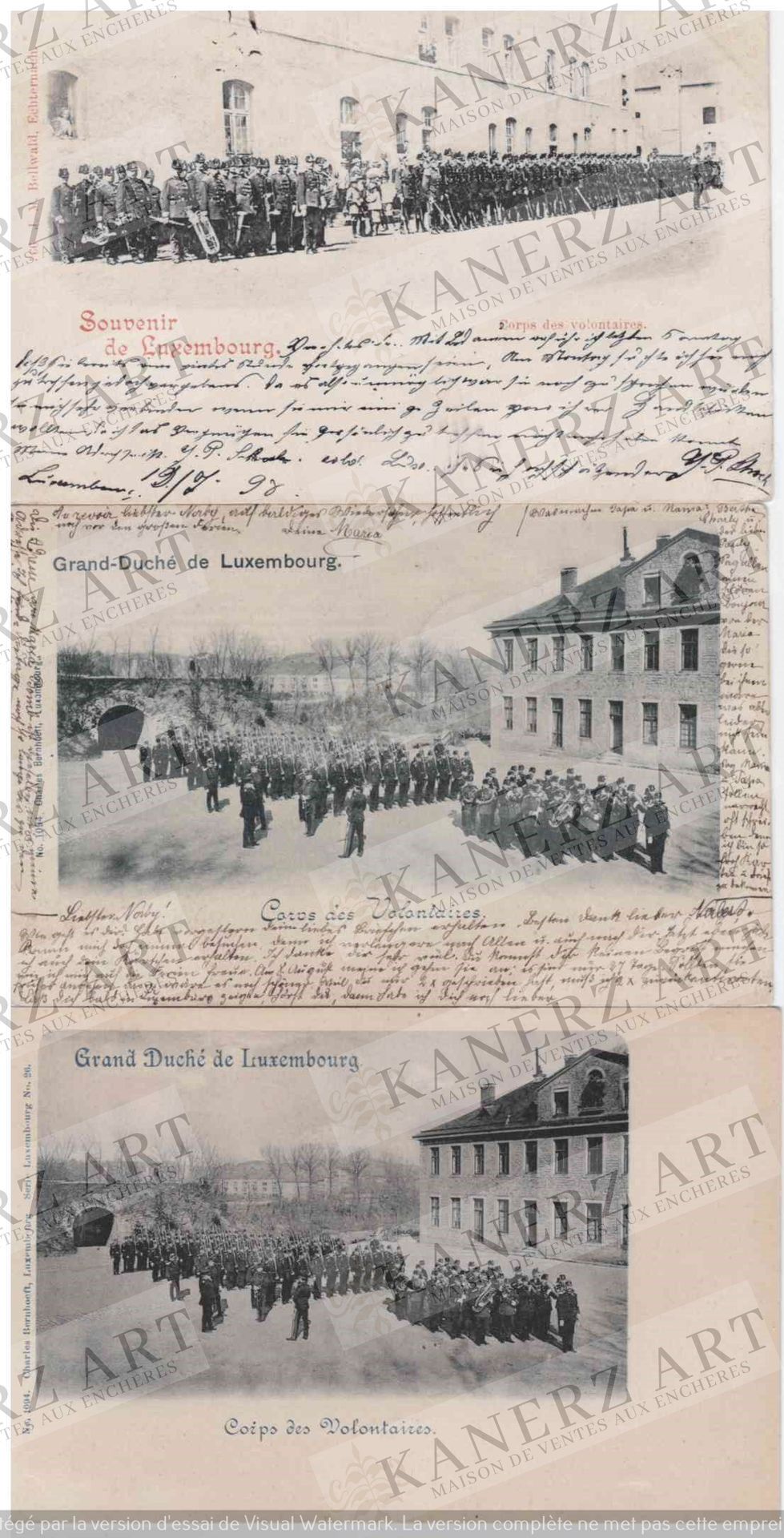 (MILITAIRE) 6 cartes du corps des volontaires luxembourgeois : 2x Bellwald, #366&hellip;