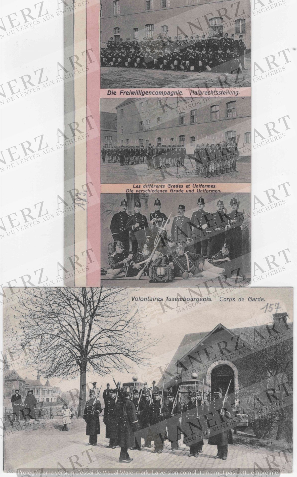 (WAR I) 6 cartes de soldats de garde luxembourgeois : 1. Les différents grades e&hellip;
