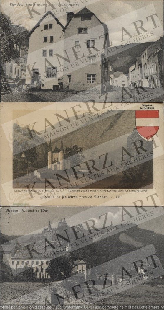 VIANDEN : Une centaine de cartes : 1. 2 x Vieilles maisons, Bellwald, 1910, 2. 3&hellip;