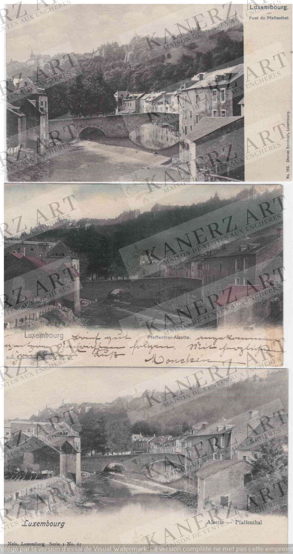 VDL (PFAFFENTHAL) 4 cartes sur le Pont du Pfaffenthal : 1. Bernhoeft #169, ca. 1&hellip;