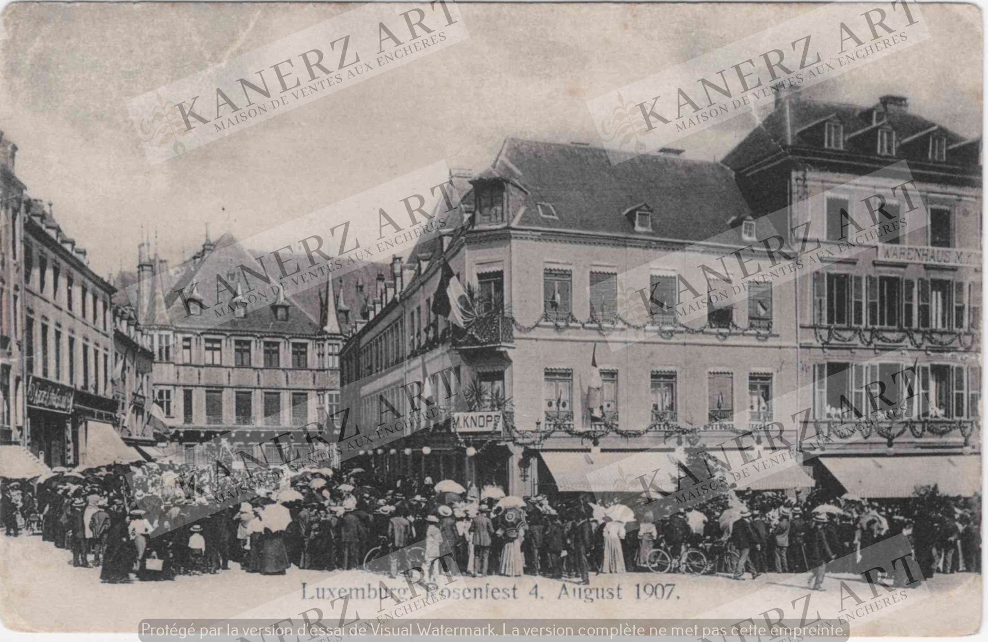 Null (OFICIAL) 2x Postal Rosenfest en Luxemburgo el 4 de agosto de 1907