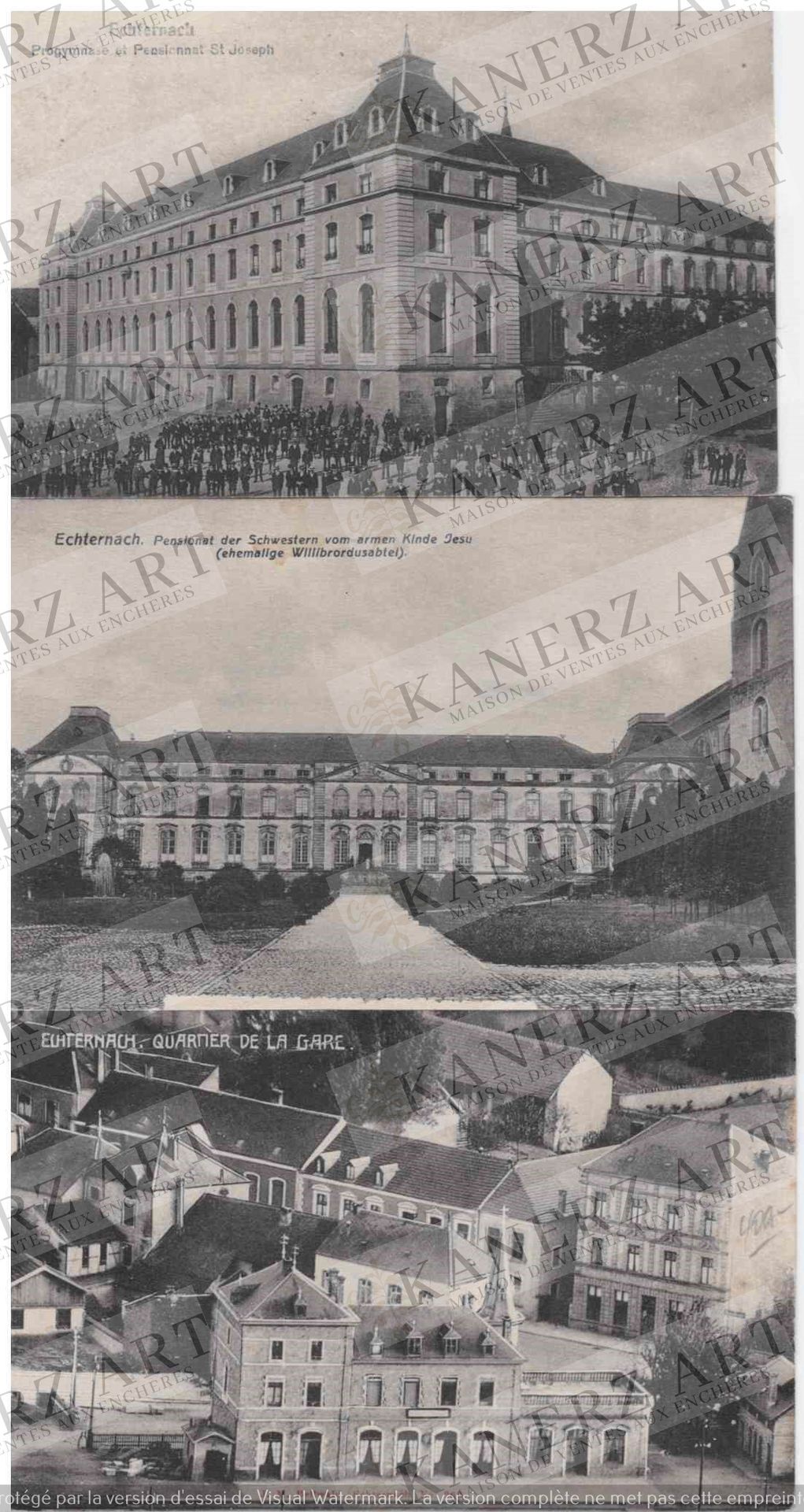 Null ECHTERNACH: Satz von 8 Karten mit Stadtansichten, von 1910 bis 1920