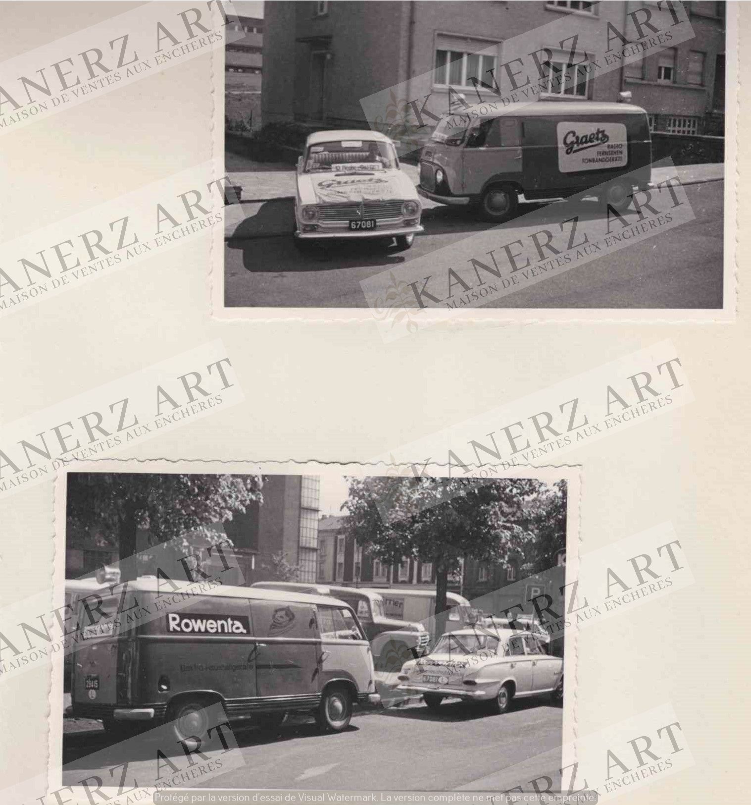 Null (汽车)一组约10张关于汽车的私人照片，1960年代，包括一辆为Rowenta品牌做广告的货车