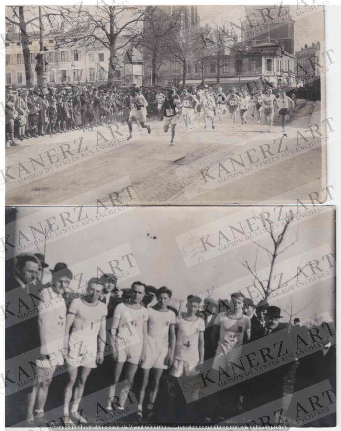 Null (体育/越野)2张南锡国际越野赛的照片：1.1923年的获胜队伍，背面有标识；2.1925年的南锡最佳爬坡运动员比赛，10公里，霍夫曼