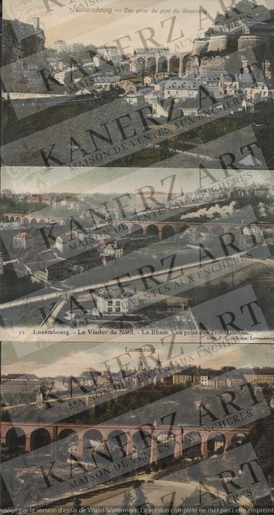 VIADUC (En couleur) : 1. Pont de Bissen, Houstraas, 1916, 2. Partie du Pfaffenth&hellip;