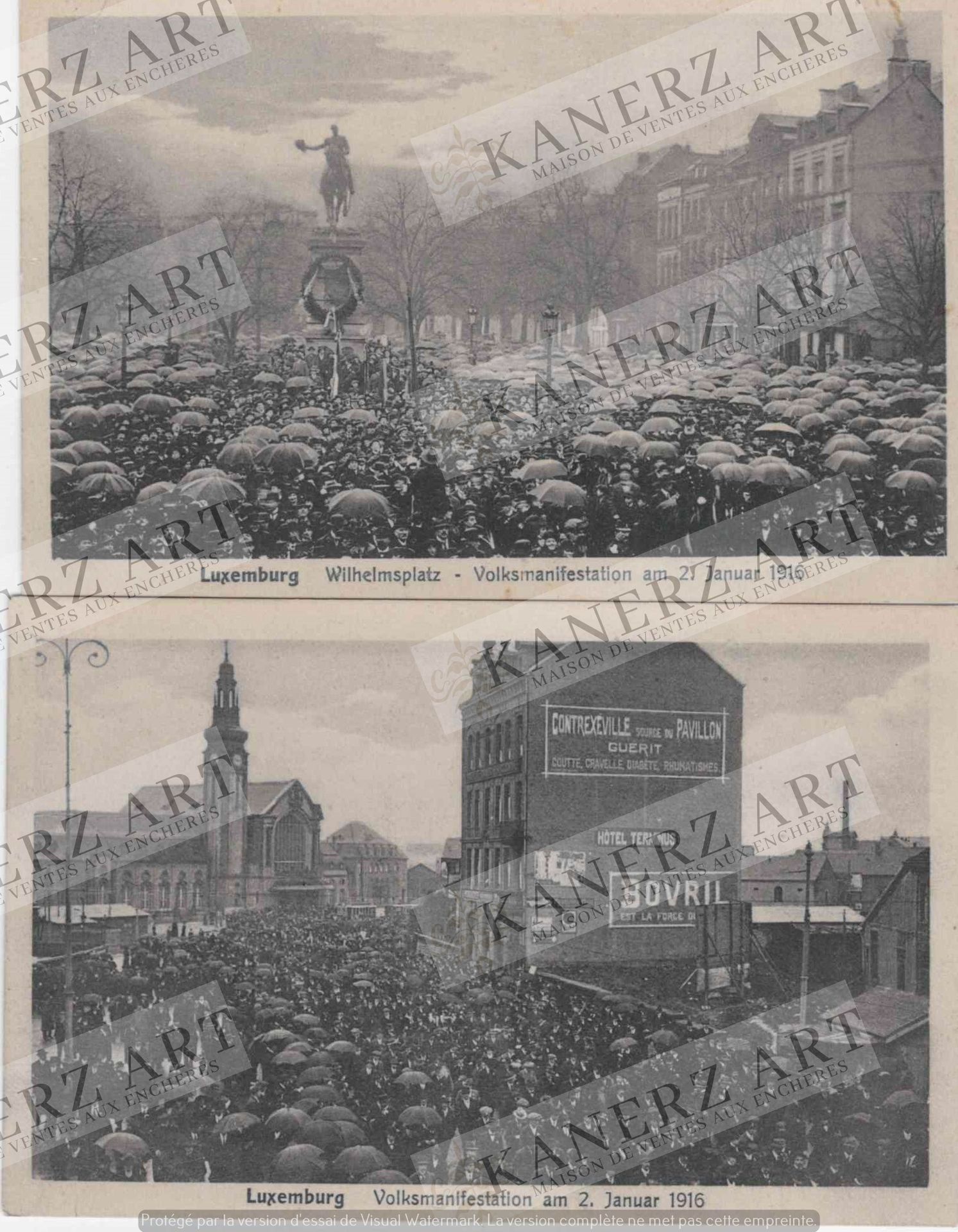 Null (OFFICIEL) Manifestation du 2 janvier 1916 : 1. 3x Devant la gare, 2. 3x Su&hellip;