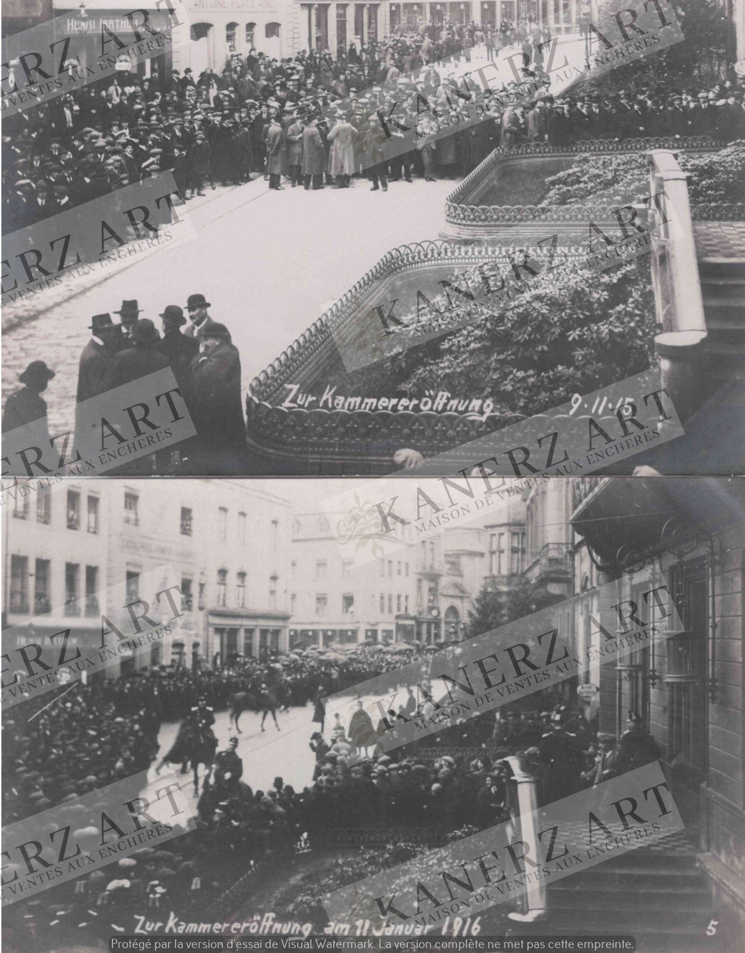 Null (WAR I) Photo card of a demonstration "Zur Kammereröffnung 9.11.15" + Photo&hellip;