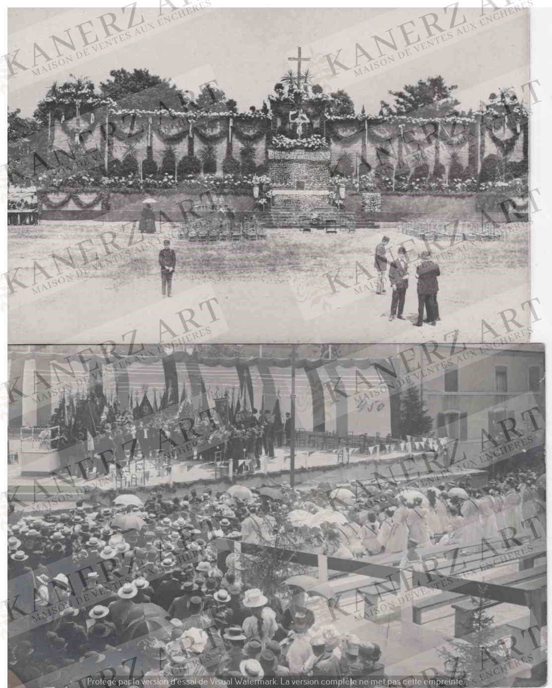 (MILITAIRE) 3 cartes photos d'évènements officiels, ca. 1908 et 1909