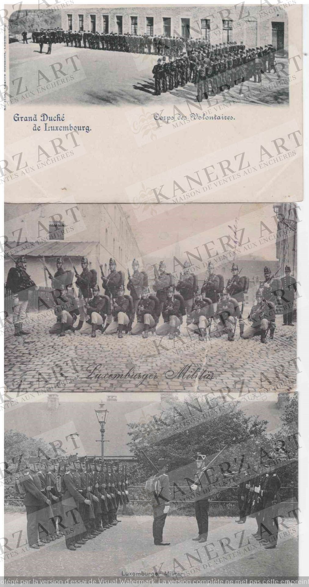 (MILITAIRE) 11 cartes des volontaires luxembourgeois : 2x Bernhoeft #1153, 1902 &hellip;
