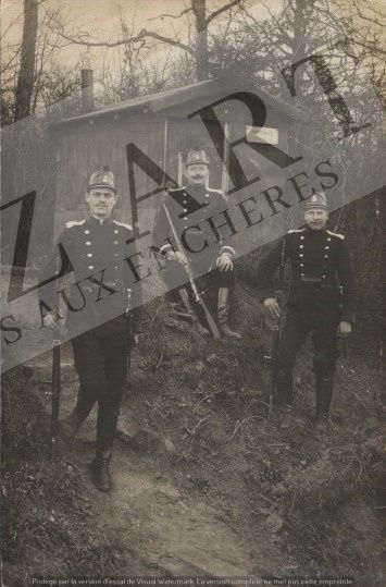 Null (GENDARMERIE): carta fotografica di 3 gendarmi a HEFFINGEN, 1910 circa