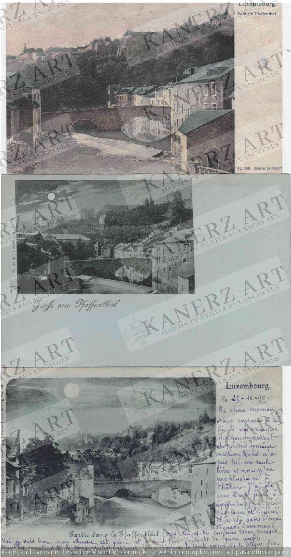 Null VDL（PFAFFENTHAL）3张关于Pfaffenthal桥的地图：1.Bernhoeft #169，彩色，2.Knopf #9，约1905，3.&hellip;
