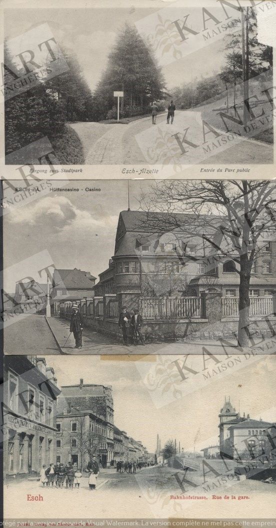 Null ESCH/ALZETTE : Ensemble de 11 cartes de vues de la ville, de 1910 à 1920 + &hellip;