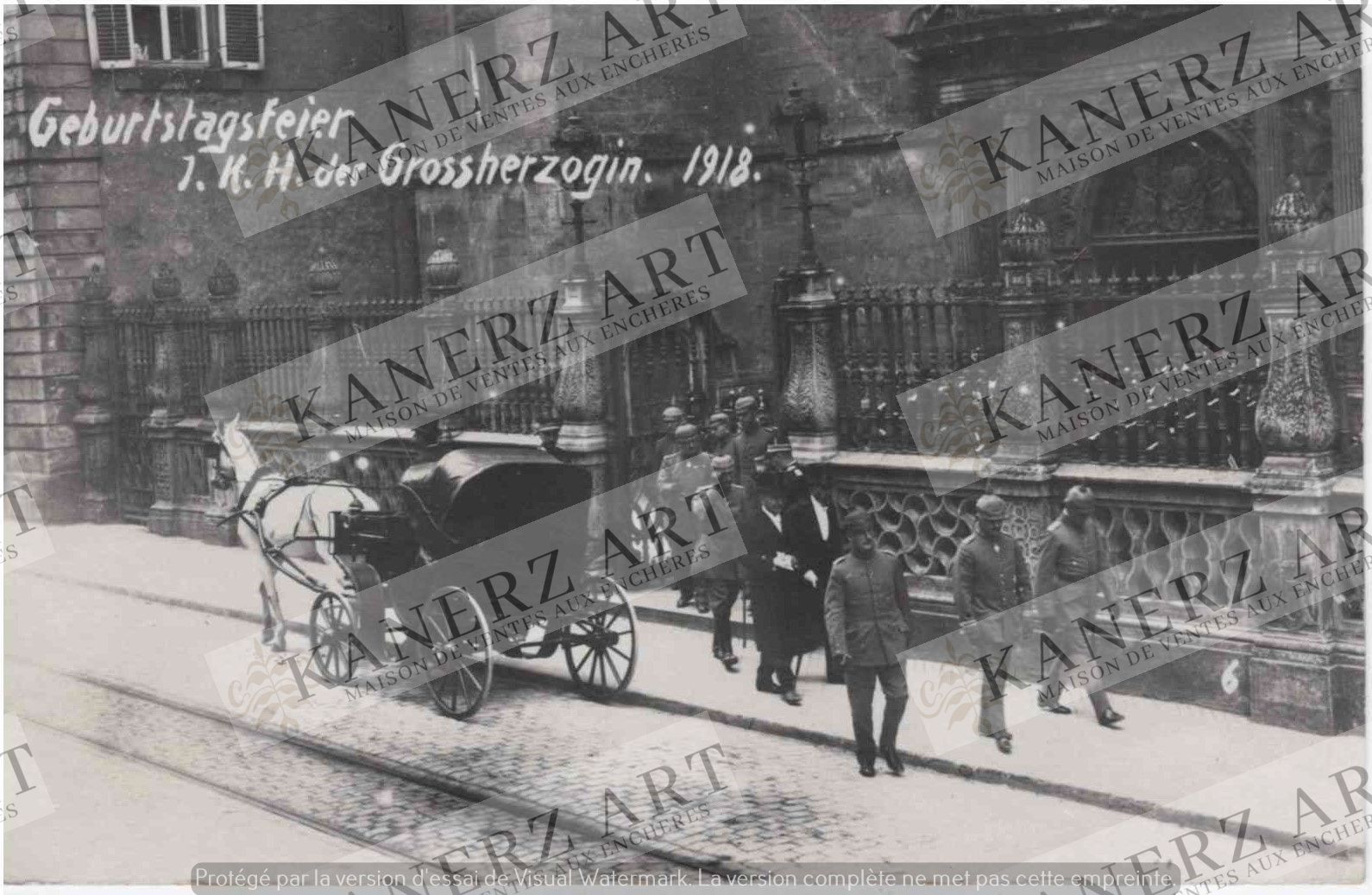 Null (OFFICIALS）照片卡 "Gebuertstagsfeier J. K. H. Der Grossherzogin.1918年"，普鲁士军官离开&hellip;