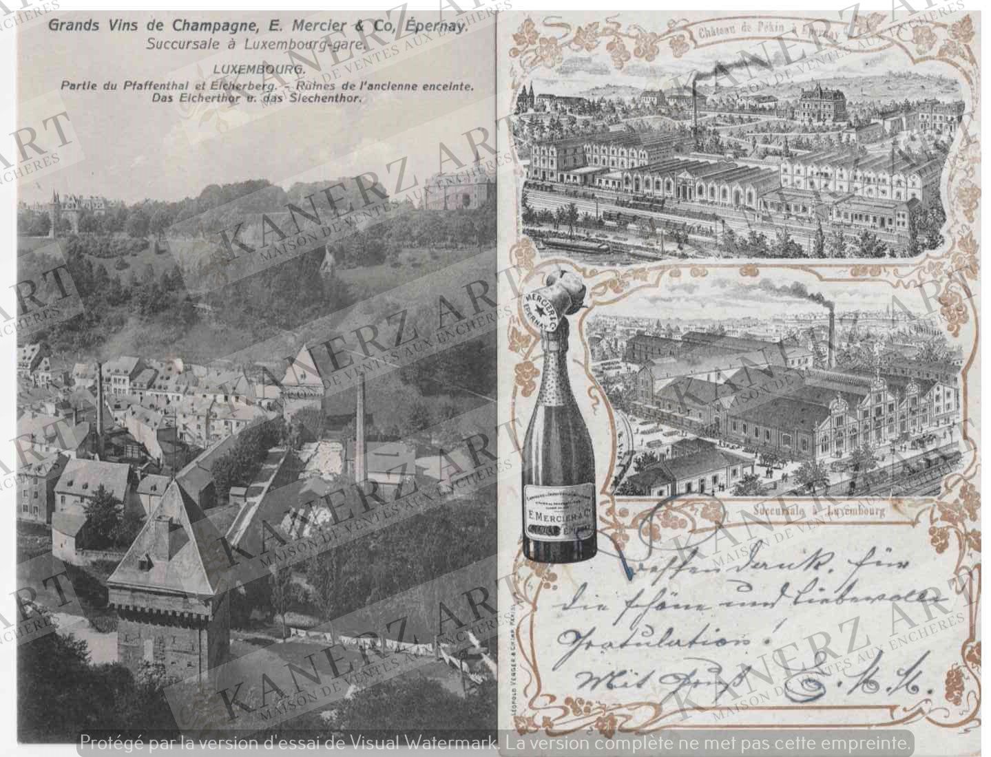 MERCIER (Champagne) 1. Château de Pékin à Epernay, succursale à Luxembourg, 1916&hellip;