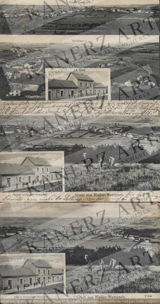 NIEDERWAMPACH : 1. Panorama, Kaemmerer, ca. 1910, 2. 2 x Gruss aus N., Schumache&hellip;