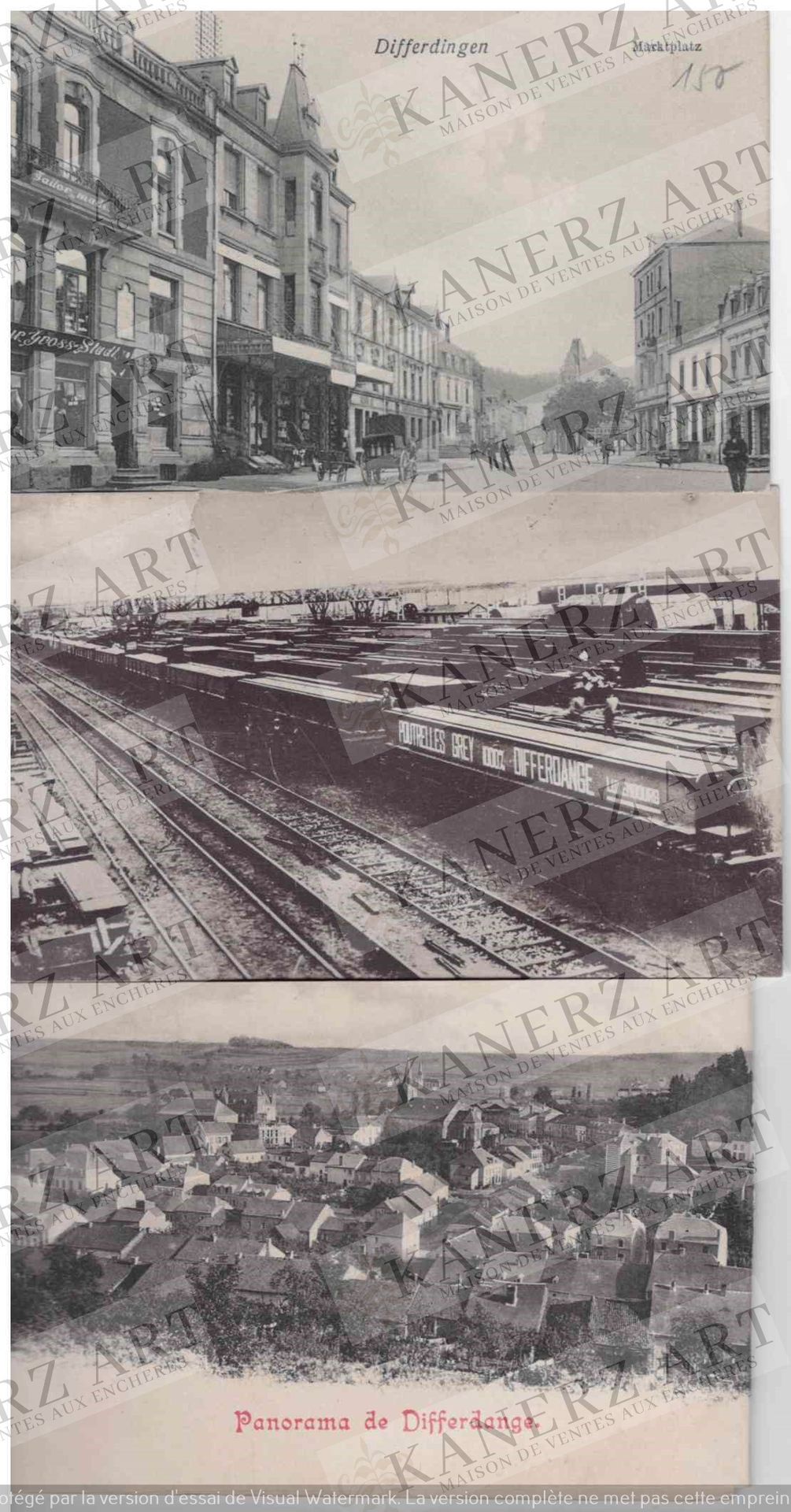 Null 差异：1.市场广场，Ludig，2.全景手册，Bellwald #27772，3.Differdange工厂的跳板公园，约1927年