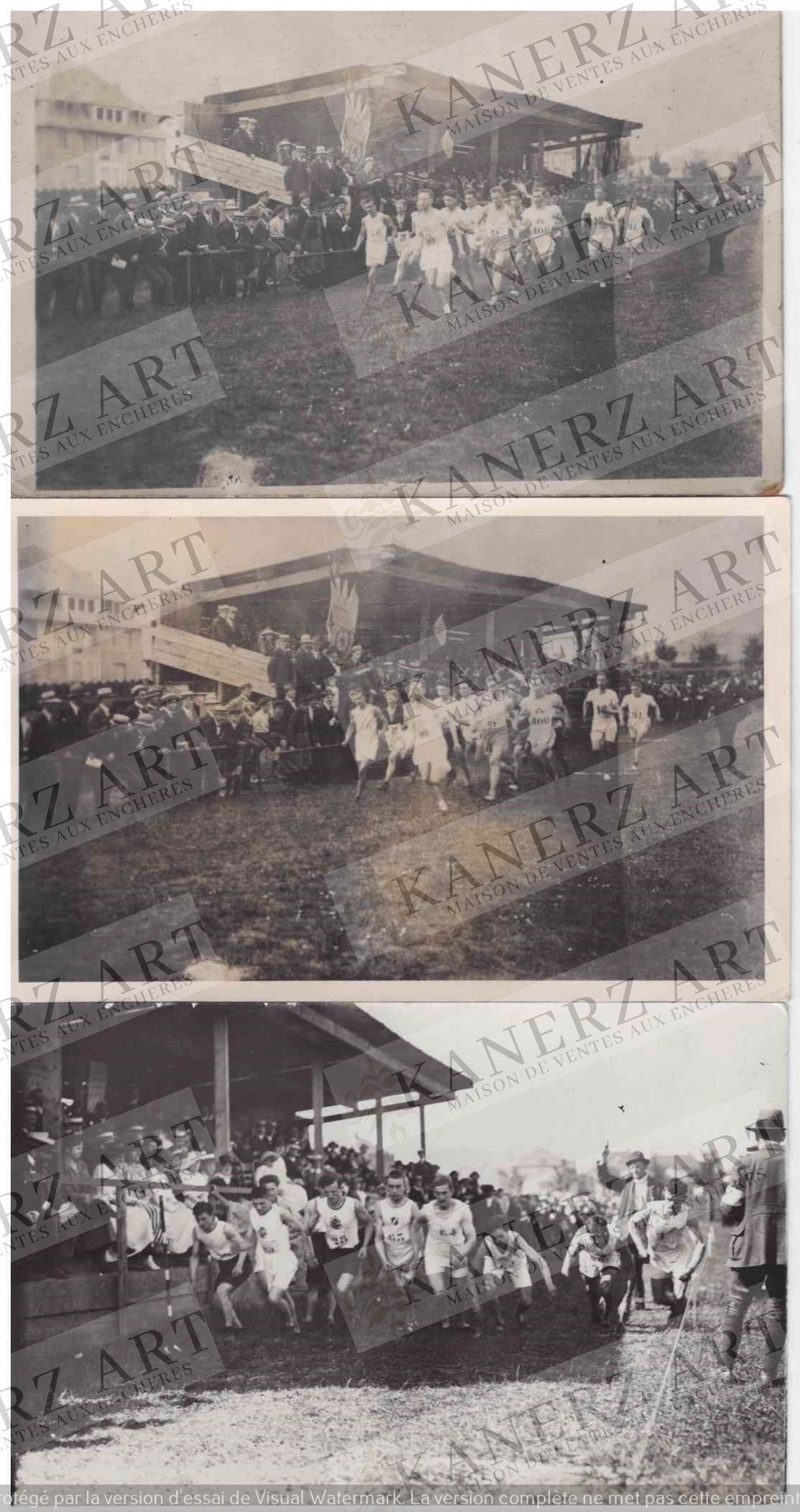 Null (SPORT/CROSS) 4 cartes photos du départ d'une course, années 1910 (2x2 modè&hellip;