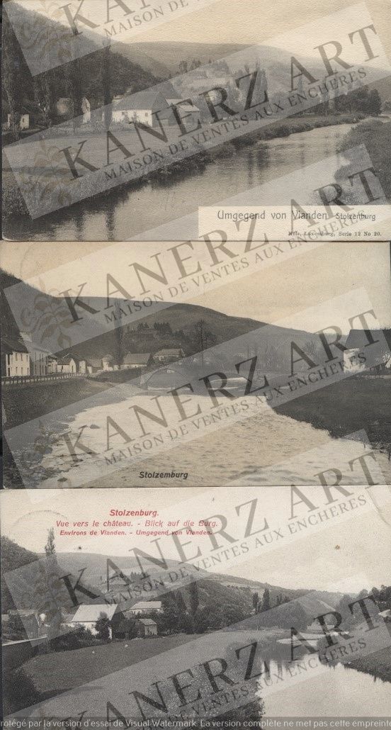 STOLZEMBOURG : 1. Panorama, Bernhoeft, No. 1069, 1899, 2. La Sûre, Schoren, 1913&hellip;