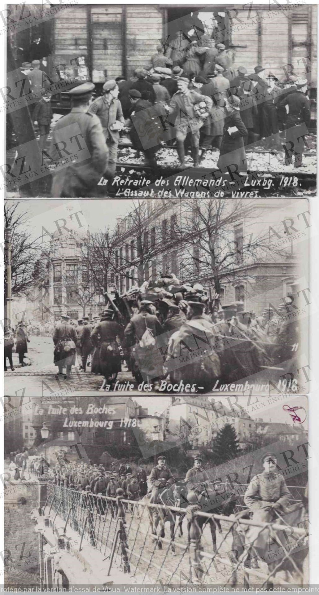 (WAR I) 19 cartes photos de la retraite des allemands en 1918 : 2x L'assaut des &hellip;