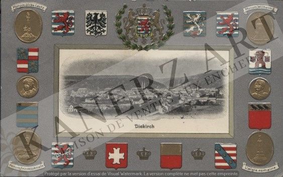 Null DIEKIRCH : Ensemble de 18 cartes de panorama de la ville, années 1910, cert&hellip;