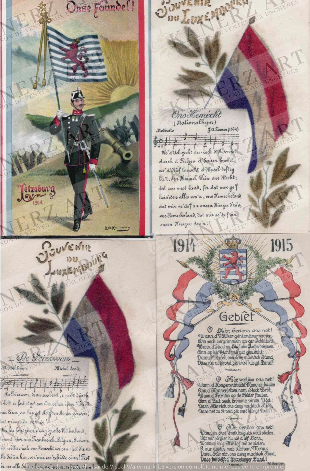Null (历史）"卢森堡历史 "系列的4张明信片[1666年10月9日，普鲁士驻军的离开，1868年D'Neipourt，1860年Puits Rouge]，&hellip;