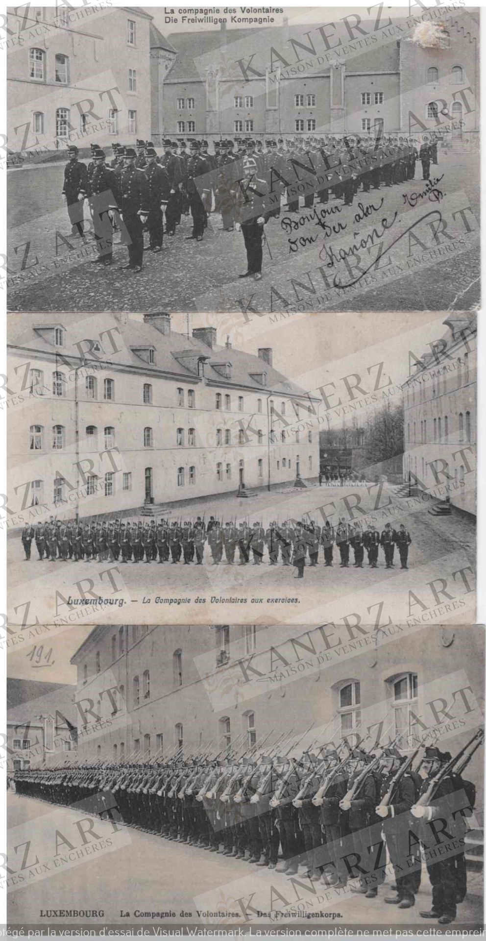 Null (WAR I) 12 cartes de la Compagnie des volontaires dans l'ancienne caserne à&hellip;