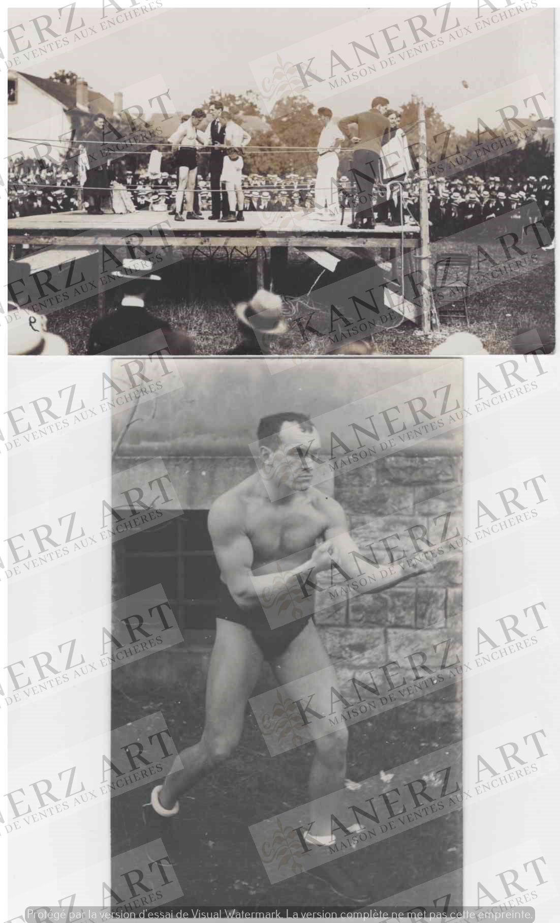 Null (SPORT/BOXE) 7 photo cards of boxing fights: 1. 3x The boxer "Camillo Knen"&hellip;