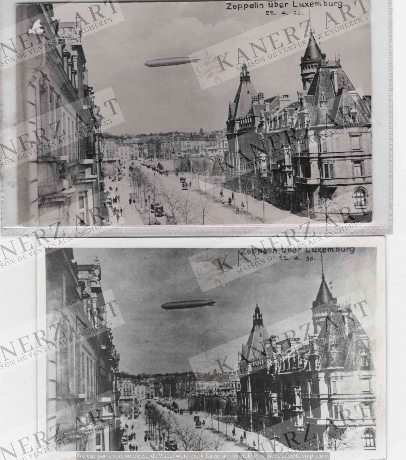 (OFFICIEL) Carte photo d'un Zeppelin au dessus de Luxembourg, photo hall Bertogn&hellip;